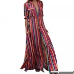 MODOQO Women Loose Button Half Sleeve Striped Bohe Beach Long Robe Dress Multicolor B07F16WQR6